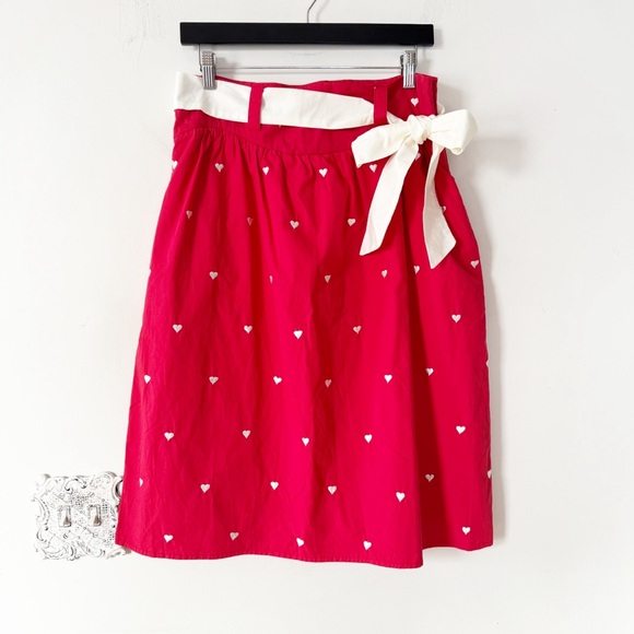 eshakti Dresses & Skirts - eshakti Red Embroidered Heart Skirt Retro Valentines XL 16